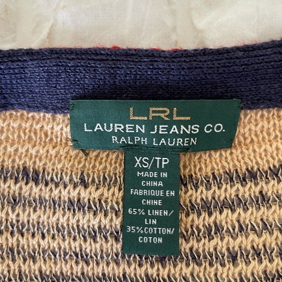 Ralph Lauren Striped Linen-Cotton Sweater Top - Picture 4 of 5